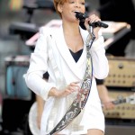 Rihanna performs on NBC’s Today Show in support of her new release, Rated R, with her Sennheiser SKM 5200/MD 5235 and customized mic stand.