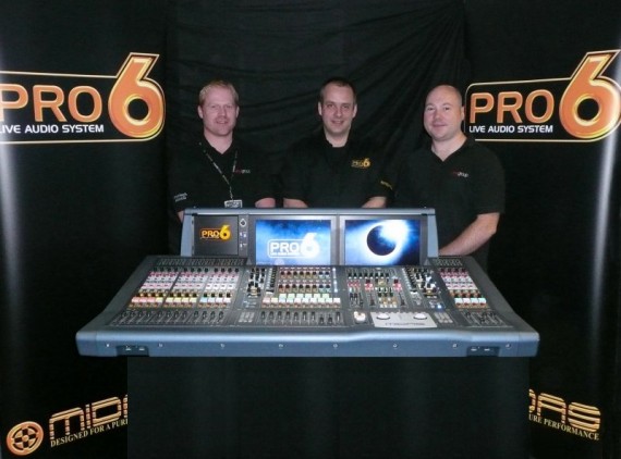 midas-pro6-drp Adam Pardoe, MD, DRP Events; Rob Hughes, Midas and Klark Teknik; Ian Ruhback, head of audio, drpgroup