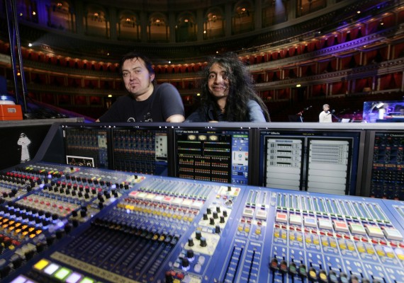 midas-xl8-snow-patrol Snow Patrol’s monitor engineer Tristan Farrow and FOH engineer Suneil Pusari with the Midas PRO6
