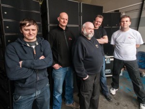 Left to right is Chris Ryan, Mick Storrie, Andy Main (all from R&B), Ian Nelson (Adlib) and Antony Crerar (R&B)