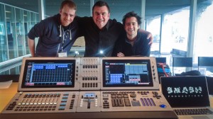 Left to right is Tim Smith (Smash), Dave Stewart (Show Consultant for Martin by Harman) and Alex ‘Junior’ Cerio (Smash)