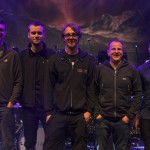 Left to Right : Oz Bagnall (FOH engineer), George Puttock (Adlib Systems Tech), Alan Harrison (Adlib Monitor Tech), James Neale (Monitor Engineer) and  Phil Ryder (Stage Manager).