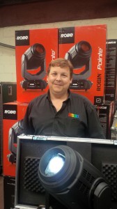 Colour Sound’s Haydn Cruickshank with one of his new Robe fixtures