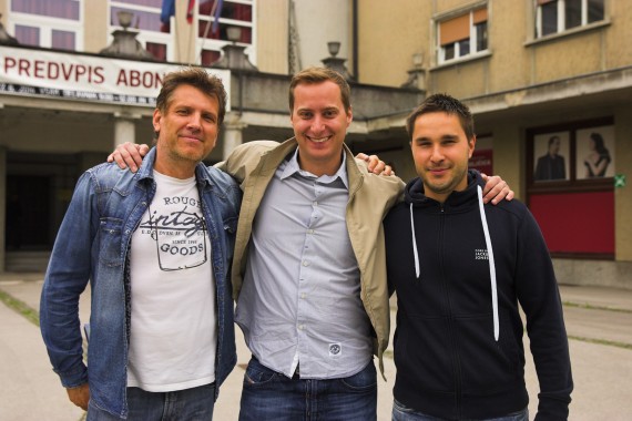 Photo L-R : Slovensko Ljudsko Gledališče’s Technical Manager, Miran Pilko, Dean Karov of MK Light Sound, Robe’s Slovenian distributor and the theatre’s Head of Lighting, Jernej Repinšek