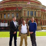Left to right, RAH Senior Technical Manager, Ollie Jeffery, Ashley Lewis Robe UK’s Key Account Manager for Touring, TV, Theatre & Film and RAH Lighting Design and Systems Manager, Richard Rhys Thomas.