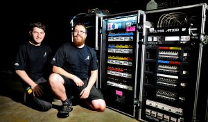 Adlib’s Lighting Technicians Jordan Willis & Jeff Bond L-R