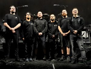 Touring crew shot L-R Simon Pettitt, Marcos Ferrari, Marc Peers , Chris Wood, Jeff Bond , Jay Petch